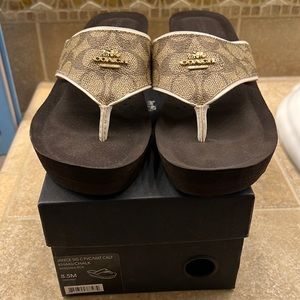 Coach Sandals brown and Tan.